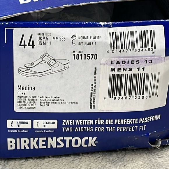 NIB Birkenstock Medina Thong Sandals Navy Blue Unisex Sz 11 Men 13 Women - Picture 13 of 14